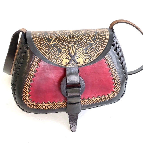 Authentic Aztec Art Real Leather Crossbody - Picture 15 of 16